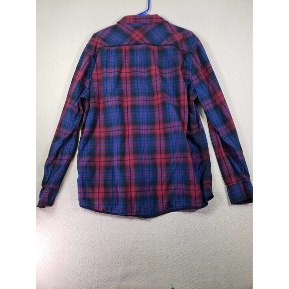 Route 66 Shirt Mens XL Red/Blue Plaid Long Sleeve Pearl Snap Pockets 100% Cotton - Picture 9 of 9